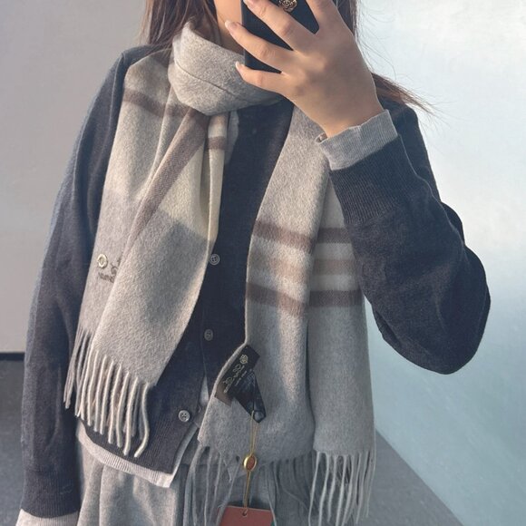 Loro Piana Cashmere Check Scarf - Picture 1 of 9